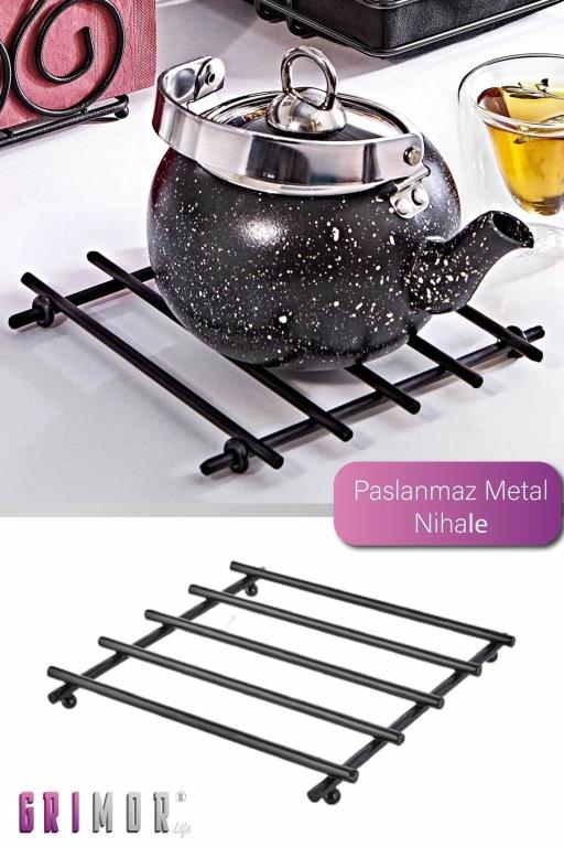 Paslanmaz Yanmaz Siyah Metal Kare Nihale